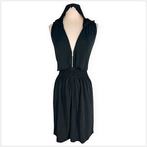 Diane Von Furstenberg Black Stretch Jersey Sleeveless Stretch Waist Hood Dress 2